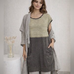 Sarah Pacini Striped Tunic Dress with Pockets light knit